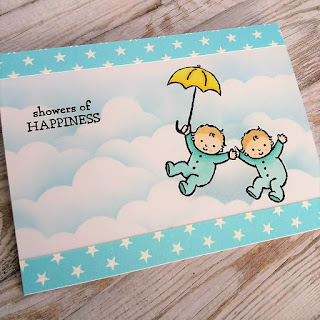Baby twin card with Moon Baby stamp set from SU