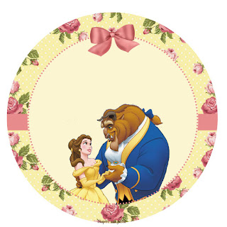 La Bella y la Bestia con Rosas: Wrappers y Toppers para Cupcakes para Imprimir Gratis. Toppers o Etiquetas de Fiesta de La Bella y la Bestia con Rosas.