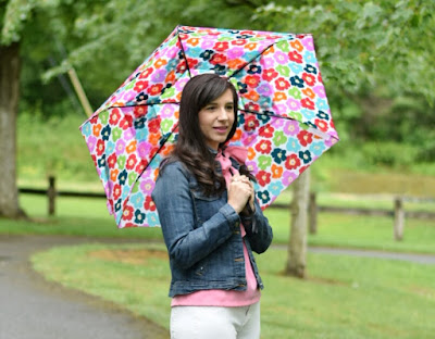 Umbrella Jean Jacket and Pink Bow top