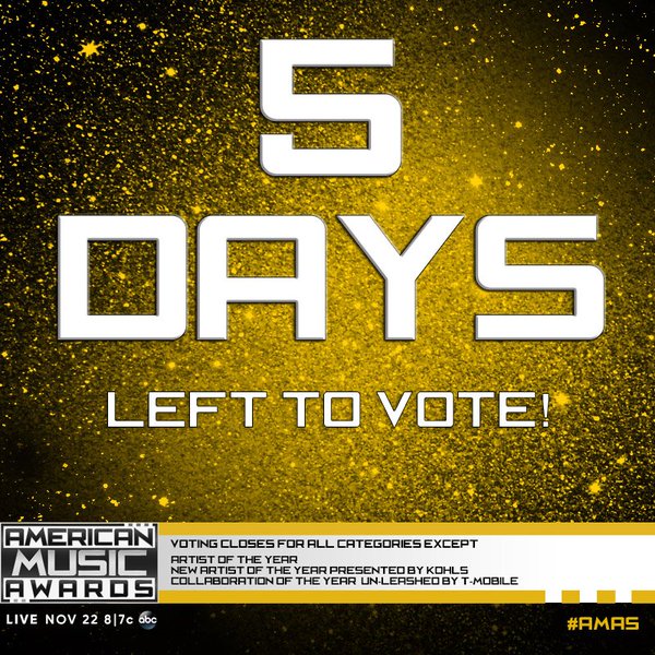  JUST 5 DAYS LEFT TO VOTE AMAs 