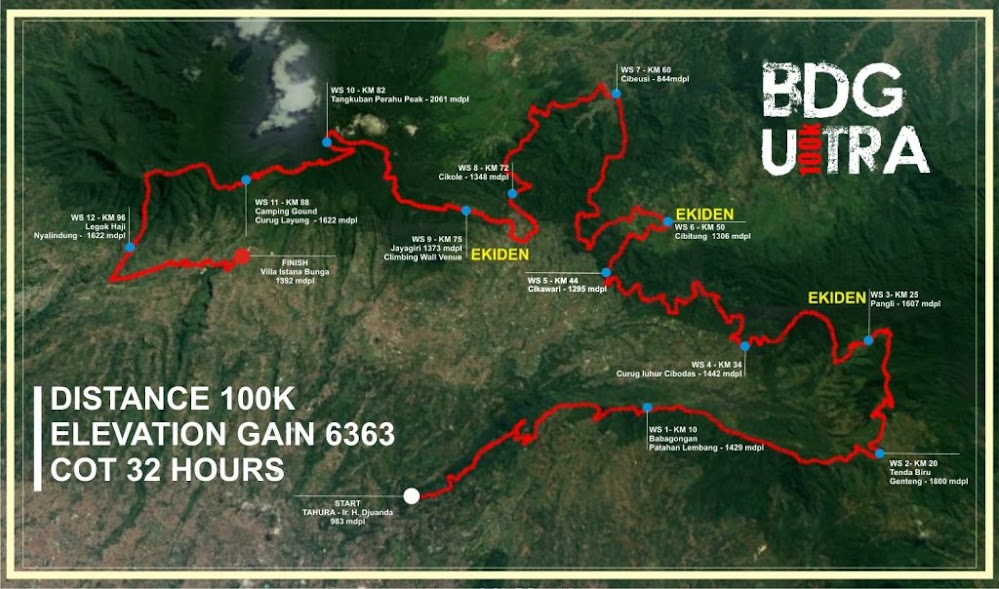 Rute Bandung Ultra 100 100K • 2018 Bandung Ultra 100 100K Route 2018