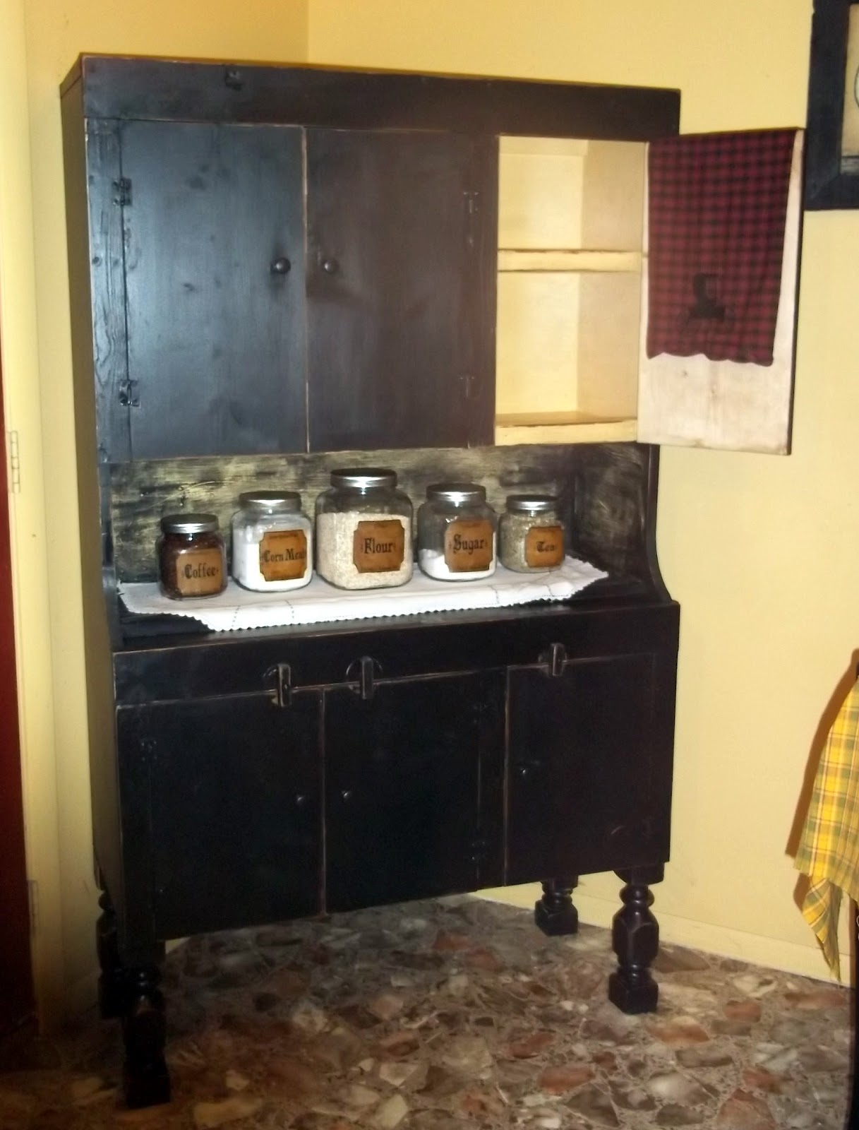 Suds & Stitches Converting old china to primitive stepback