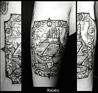 Kalatu, Woodcut tattoos, black work, black workers, black tattoos, blockprint tattoos, engraving tattoos, black ink, vegan ink, vegan ny, vegan tattoo, black workers ny, black workers submission, black tattoo art, inkstinct submission,skeleton, castle, skeleton tattoo, castle tattoo