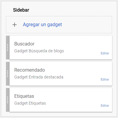 Widget busqueda pestaña Diseño