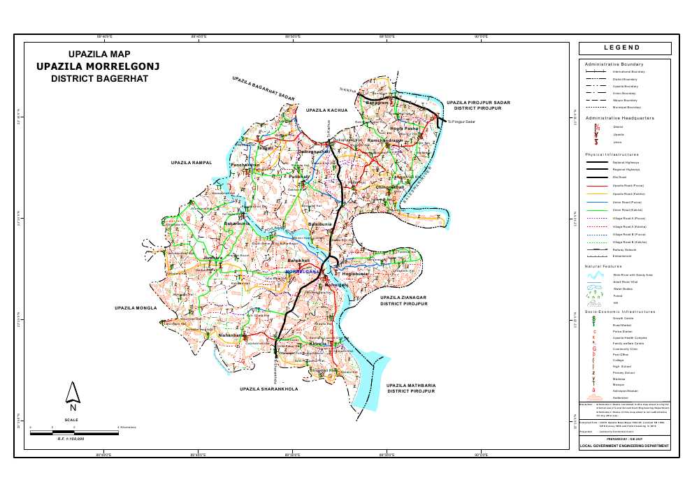 Morrelganj Upazila Map Bagerhat District Bangladesh