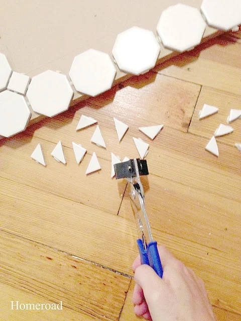 Cutting tiles to create a DIY wall planter