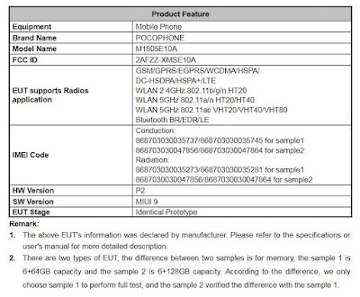 xiaomi pocophone fcc xiaomi pocophone fcc