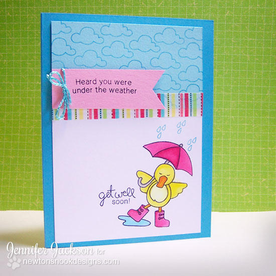 Duck Get Well Soon card using Spring Showers Set by Newton's Nook Designs