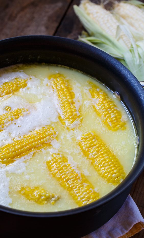 Boiling corn with a cup of milk and a stick of butter creates the most delicious corn imaginable. Truly the BEST way to cook corn on the cob!