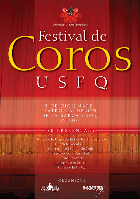 Festival de Coros USFQ, viernes 9 de diciembre, 19h30, Teatro Calderón de la Barca