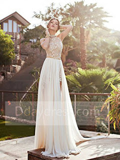 Risultati immagini per long cream prom dress