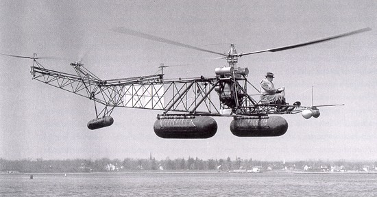 17 April 1941 worldwartwo.filminspector.com Igor Sikorsky VS-300 helicopter pontoons