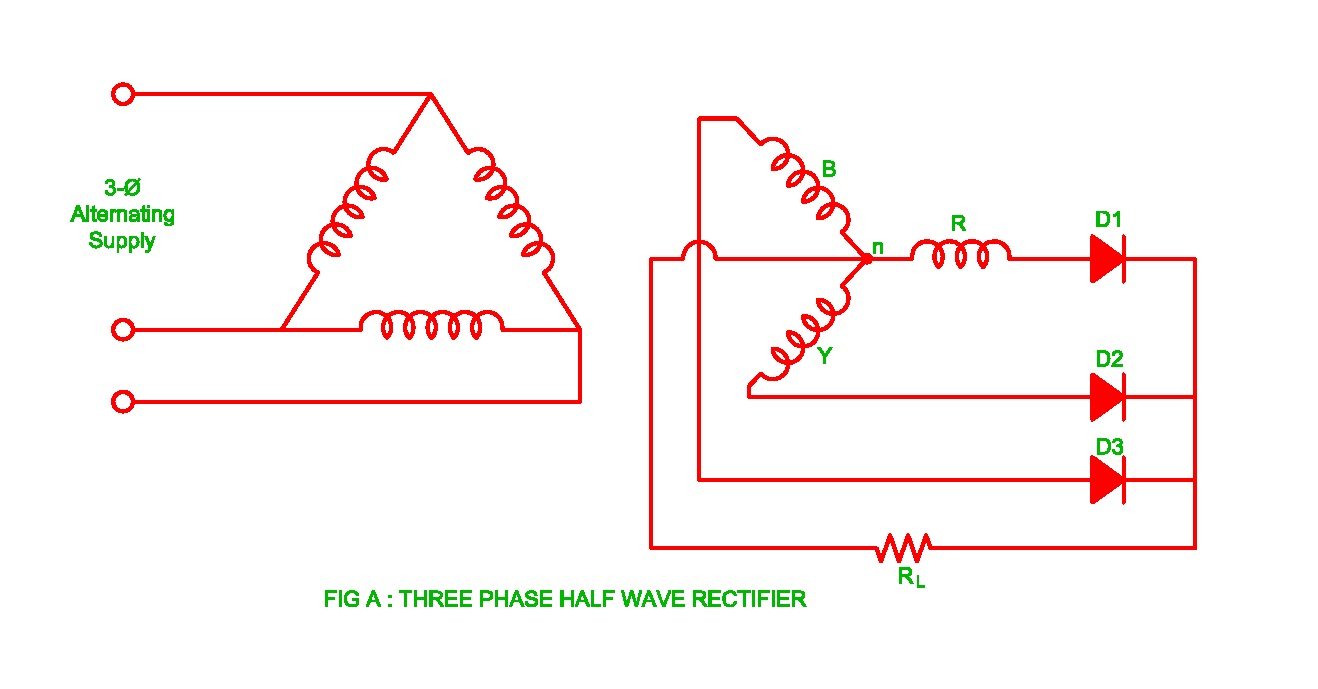 Working of Three Phase Half Wave Uncontrolled Rectifier | Electrical