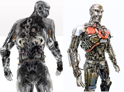 Robot hecho con desechos reciclados metálicos