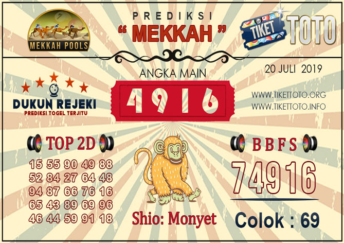Prediksi Togel MEKKAH TIKETTOTO 20 JULI 2019