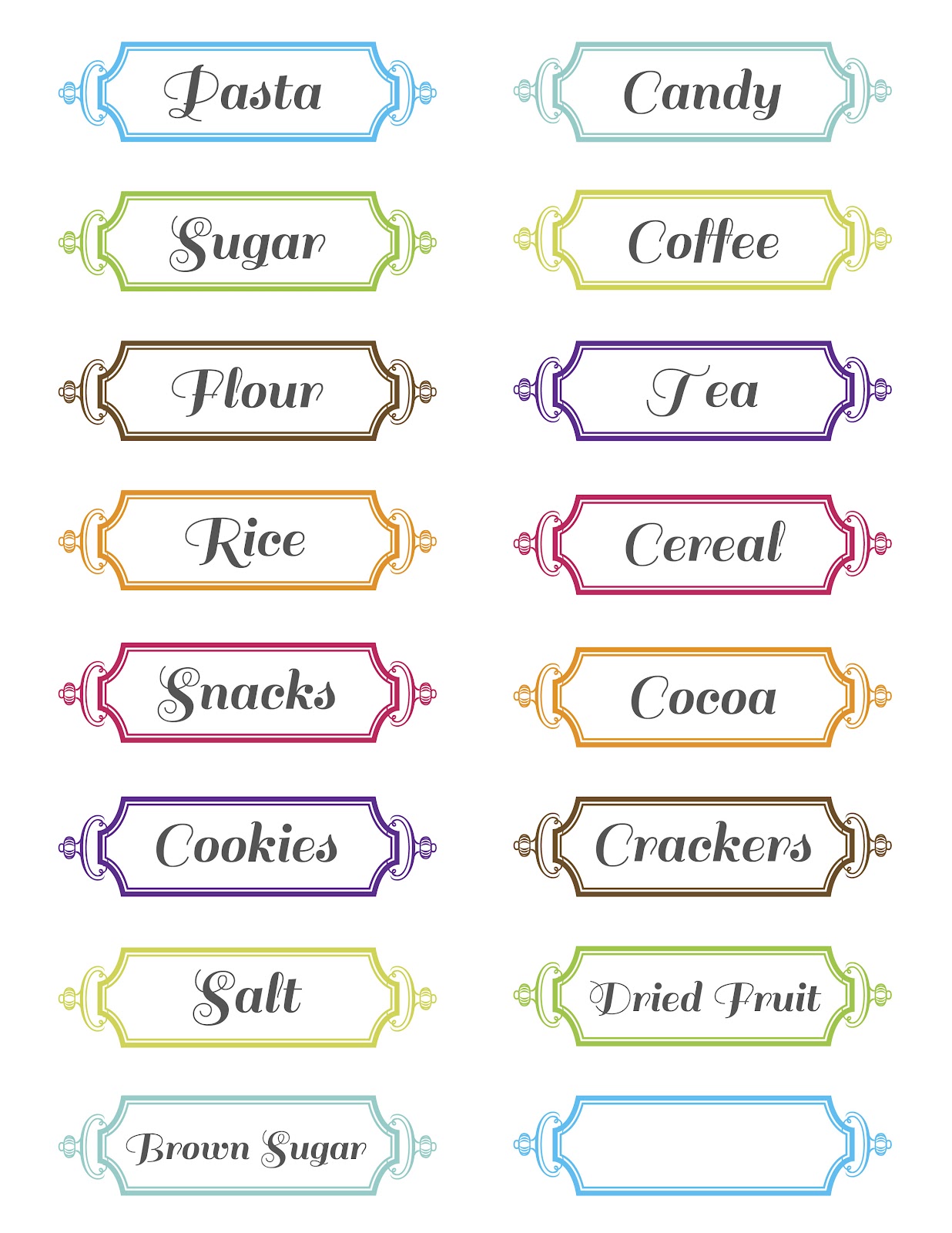 Pantry Labels Free Printable