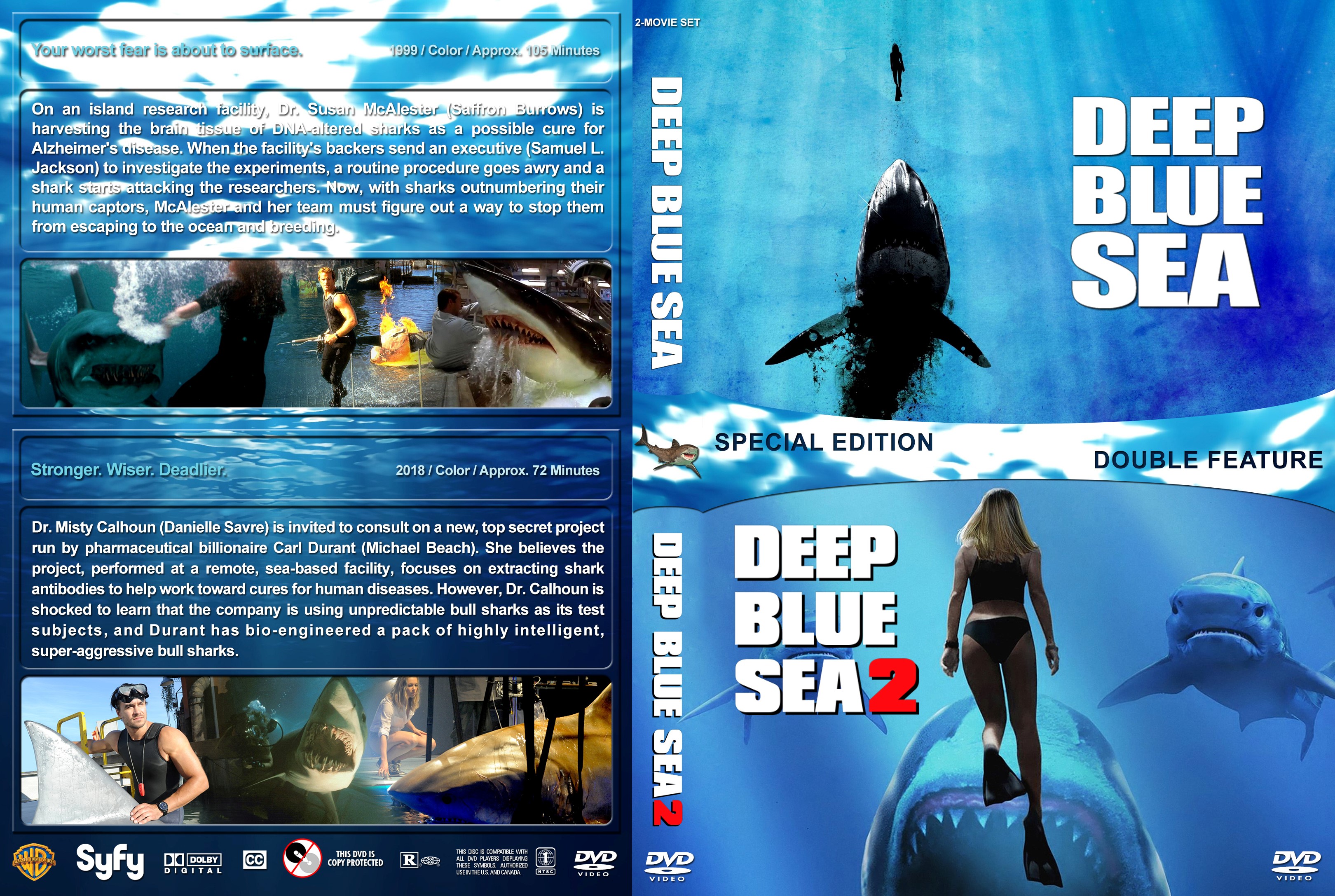 Deep Blue Sea Double Feature DVD Cover - Cover Addict 