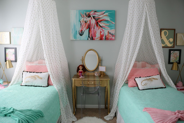 A Budget-Friendly Mermaid Themed Shared Girls' Room