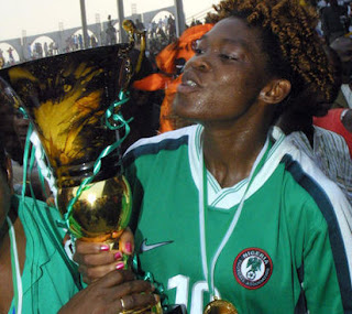Mercy Aigbe Flaunts Her Africa woman footballer of the year trophy