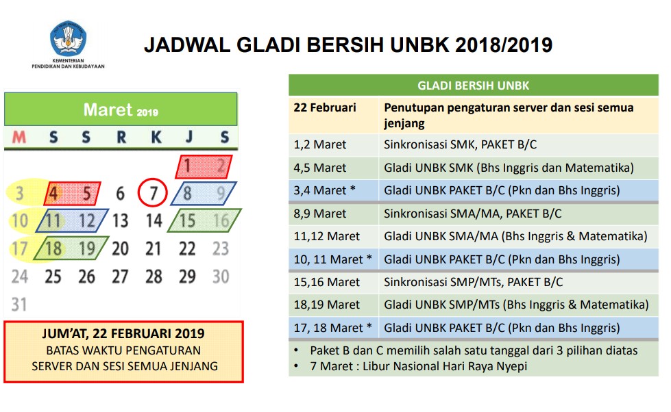 Jadwal Resmi Gladi Bersih Untuk Unbk Jenjang Sma Smk Smp Mts Tahun 2019 Smpn 1 Pondok Salam