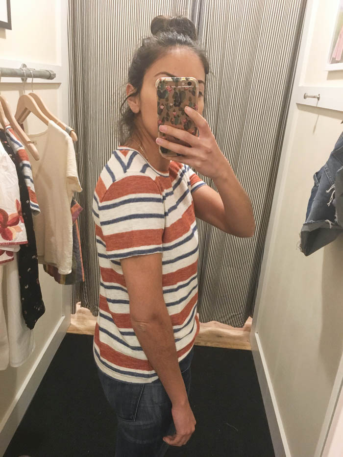 red and blue stripe tee