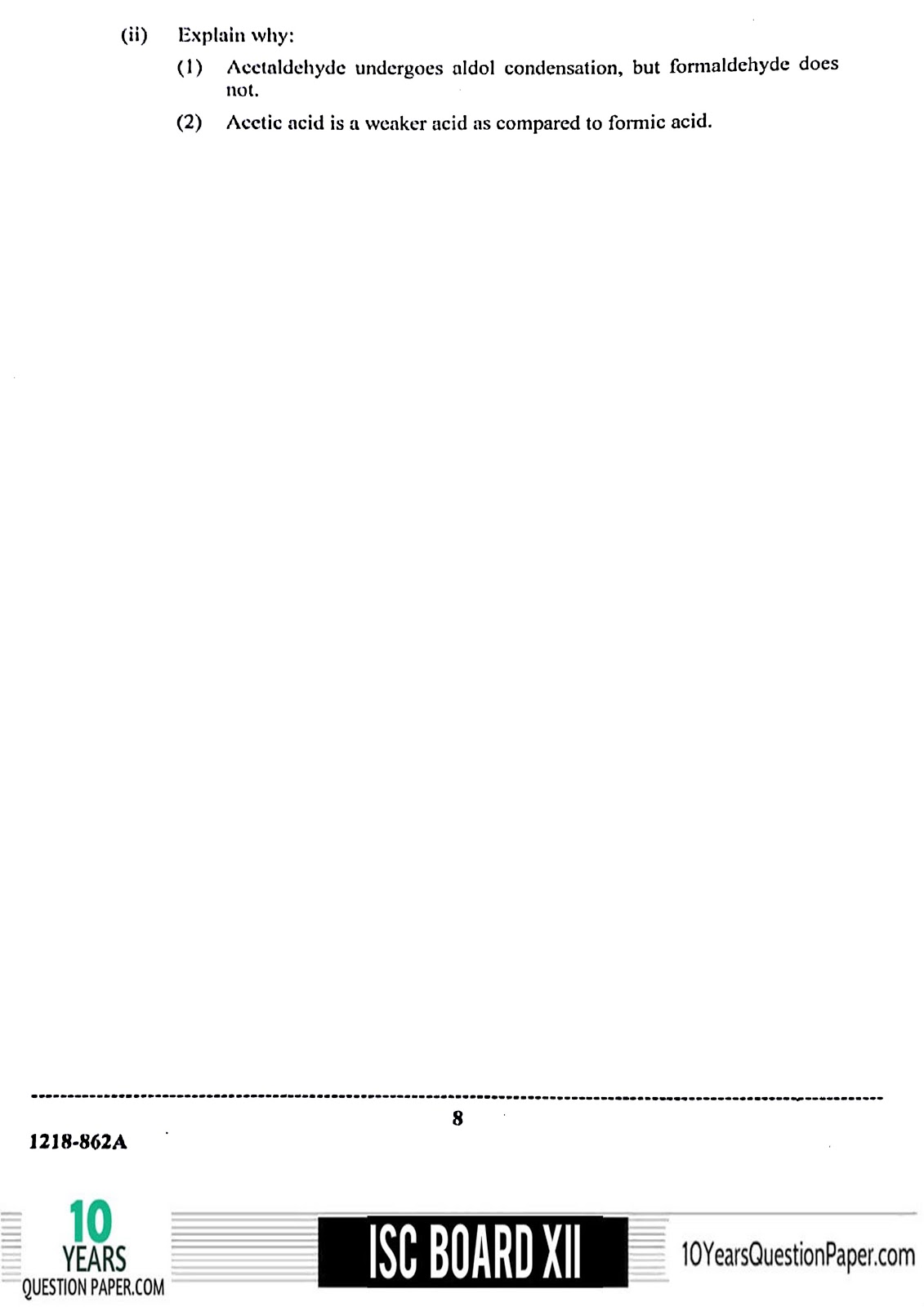ISC 2018 Chemistry Paper 1 board question paper for Class XII ISC Board 2018 class 12th Chemistry Theory question paper Download page-08