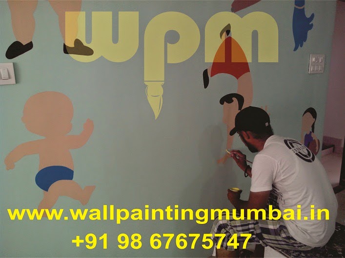 PLAY SCHOOL WALL PAINTING: DAY CARE CLASSROOM CUSTOMIZED CARTOON WALL