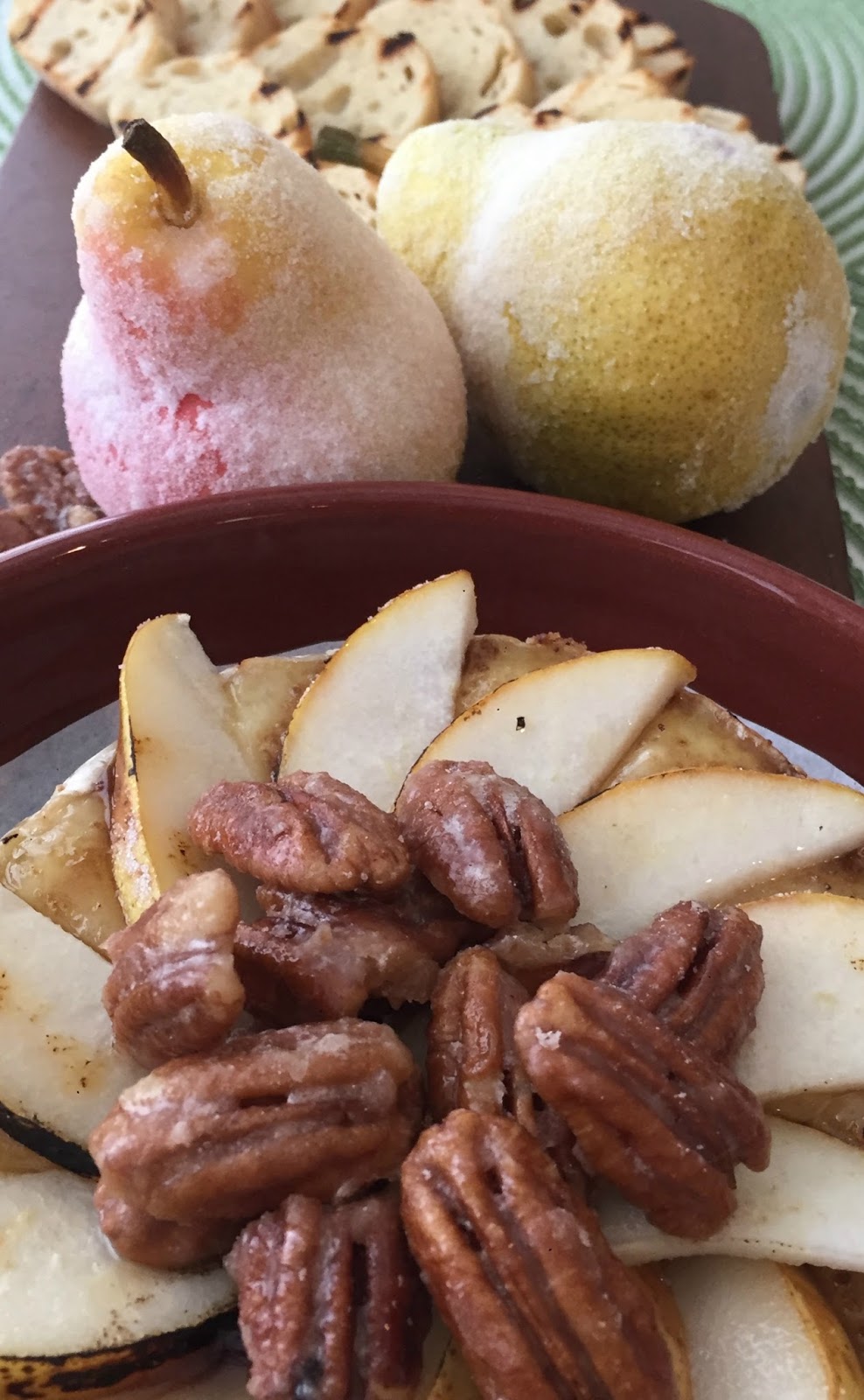Baked Brie with Bruleed Pears and Candied Pecans Purple Chocolat Home