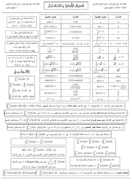 ملخص درس التكامل 2 باك الشعب العلمية ملخص درس التكامل 2 باك الشعب العلمية