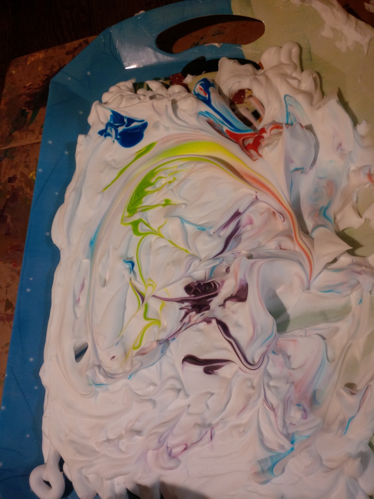 Baby and Me Shaving Cream Swirl Art Father's Day Craft Idea