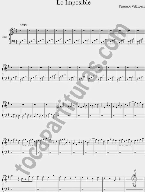 Lo Imposible Partitura de Arpa Sheet Music for Harp de Fernando Velázquez