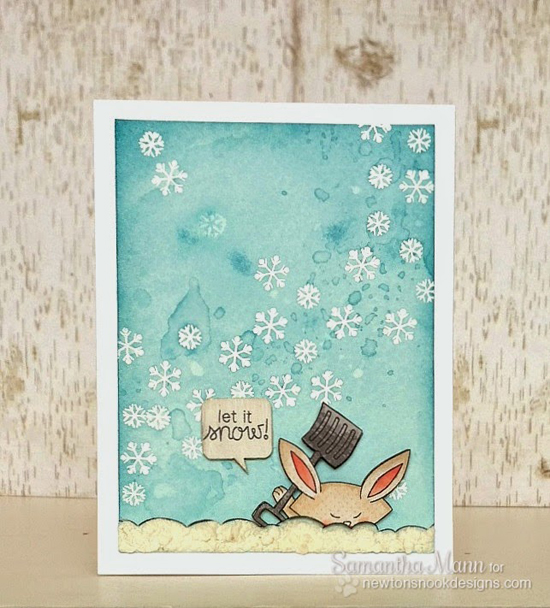 Let it Snow Bunny Card by Samantha Mann for Newton's Nook Designs | Winter Tails Stamp Set