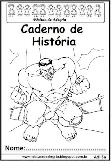 Hulk Capa para caderno história Hulk