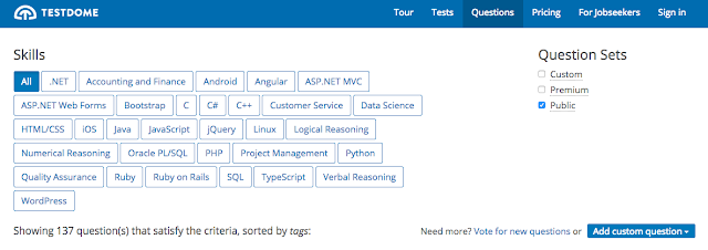 TestDome questions by skills TestDome questions by skills