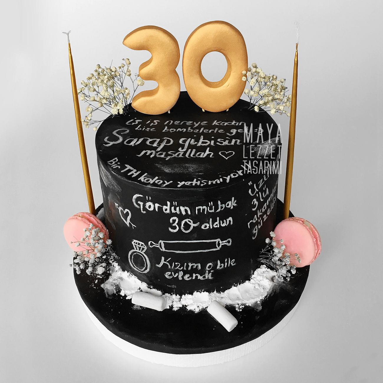 Maya Lezzet Tasarımı 30 YAŞ PASTASI KARATAHTA PASTA BLACKBOARD CAKE