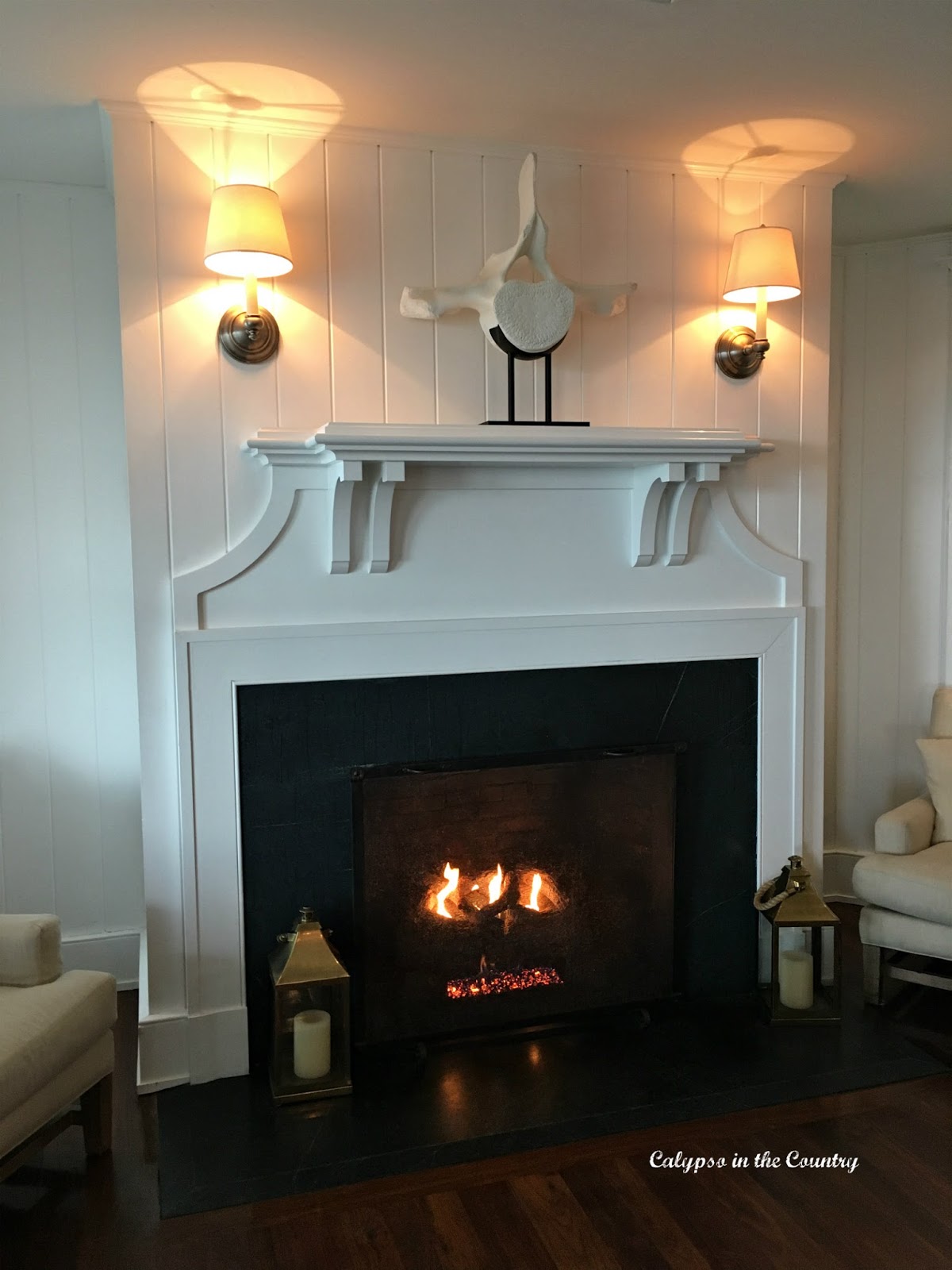 Fireplace at the Harborview Hotel in Edgartown