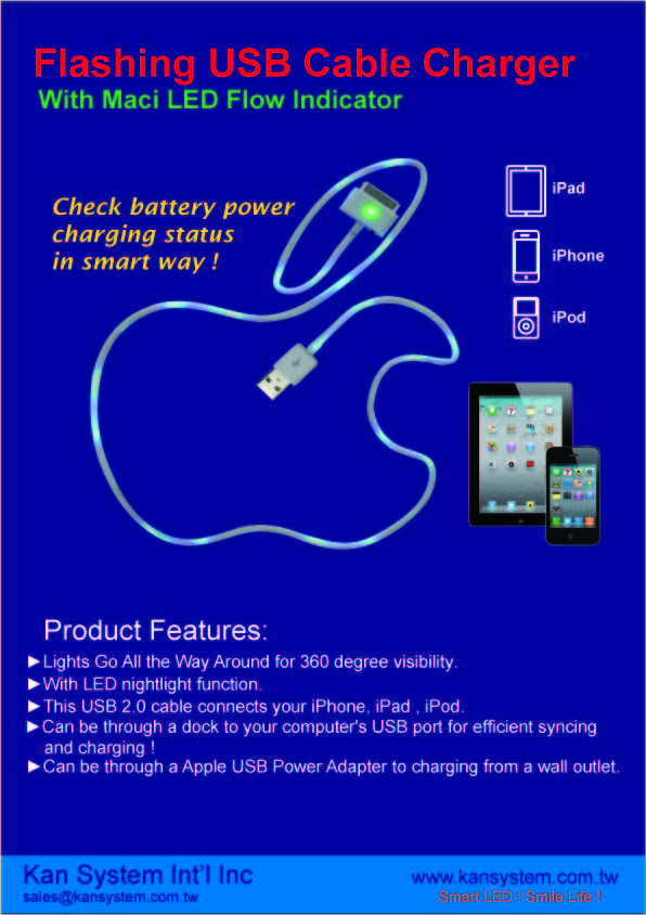 Magic LED Nano Strip Magic LED flashing USB charger cable for iPhone