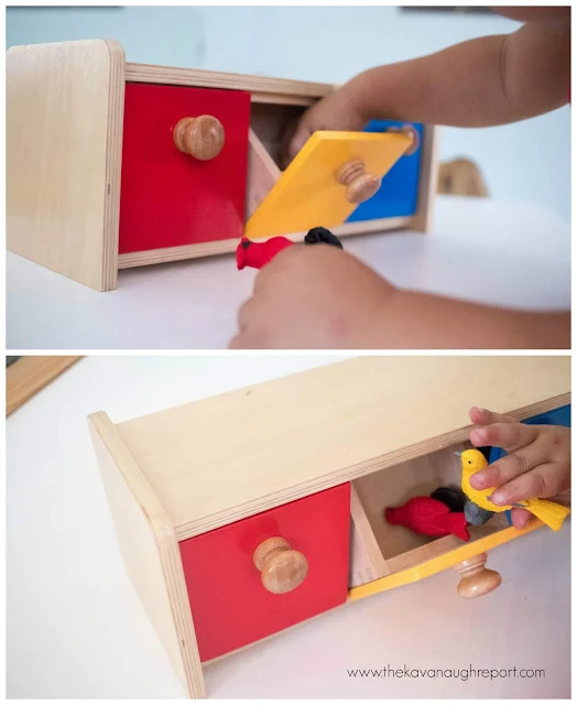 Montessori box with bins - how we use this fun toddler material