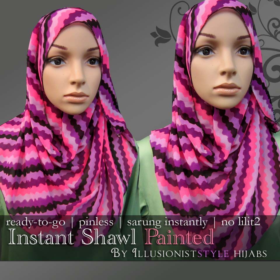Instant Shawl Chiffon Crepe pinless easy to wear Illusionist Style Hijabs