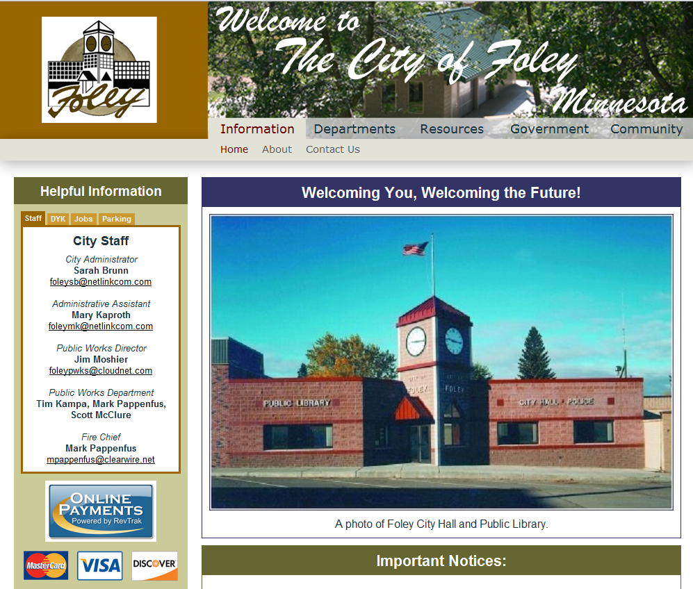 Retiring Guy's Digest Foley Minnesota (pop. 2600) to Provide Law