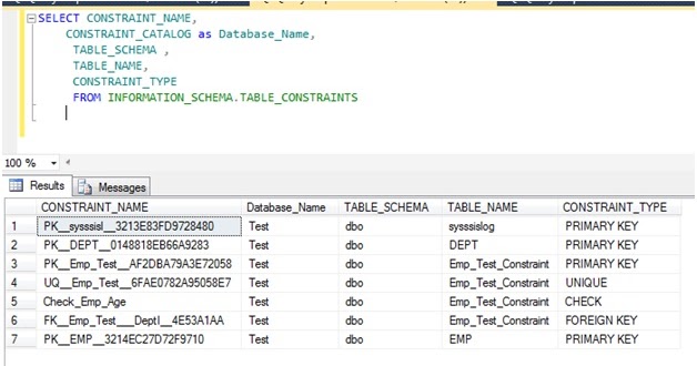 Microsoft Business Intelligence: Get the list of Constraint in a ...
