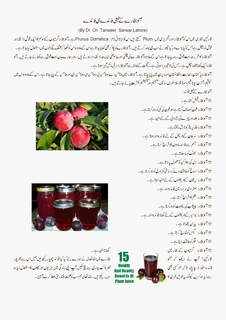 Health for Men & Women Benefits of Plum in Urdu