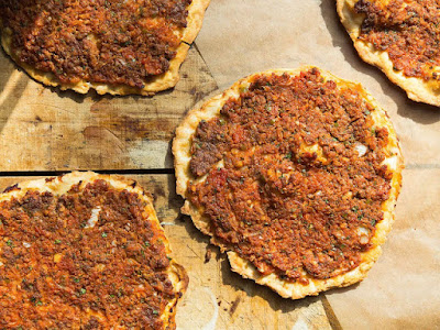 TURKISH FLATBREAD WITH LAMB AND TOMATOES (LAHMACUN)
