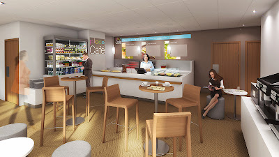 Rendu 3d cafétéria "nature" Perspective 3d cafétéria entreprise Lyon déco nature
