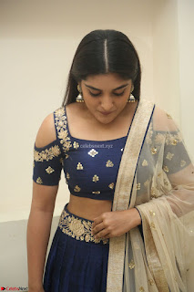 Niveda Thomas in Lovely Blue Cold Shoulder Ghagra Choli Transparent Chunni ~  Exclusive Celebrities Galleries 071