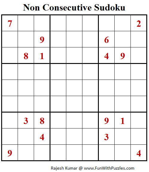 Non Consecutive Sudoku Puzzle (Fun With Sudoku #278)