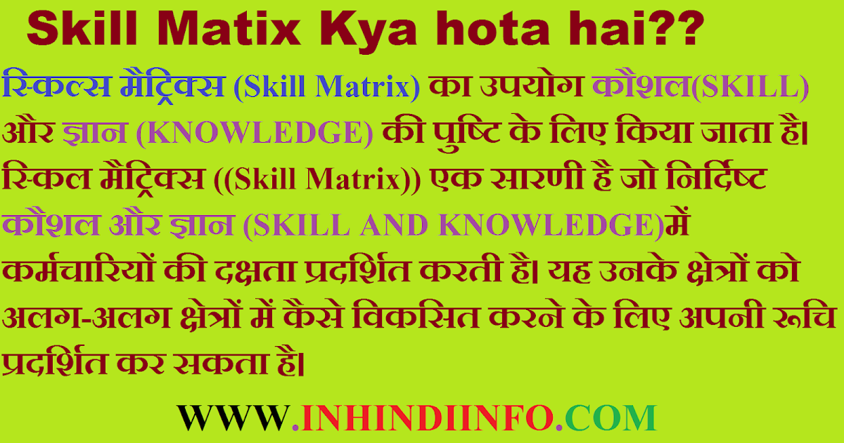 Skill Matrix In Hindi