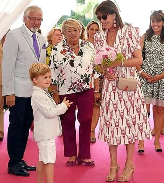 Princess Caroline of Hanover wore a MIU MIU Printed Sable dress at 50th International Bouquet Contest (Concours de Bouquets) in Garden Club