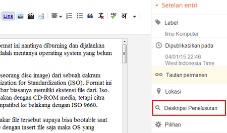 Deskripsi penelusuran blogger Deskripsi penelusuran blogger