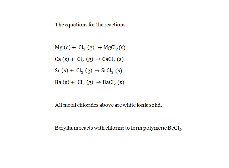 Chemaddicts Reaction of Group2 Metals with Chlorine Gas